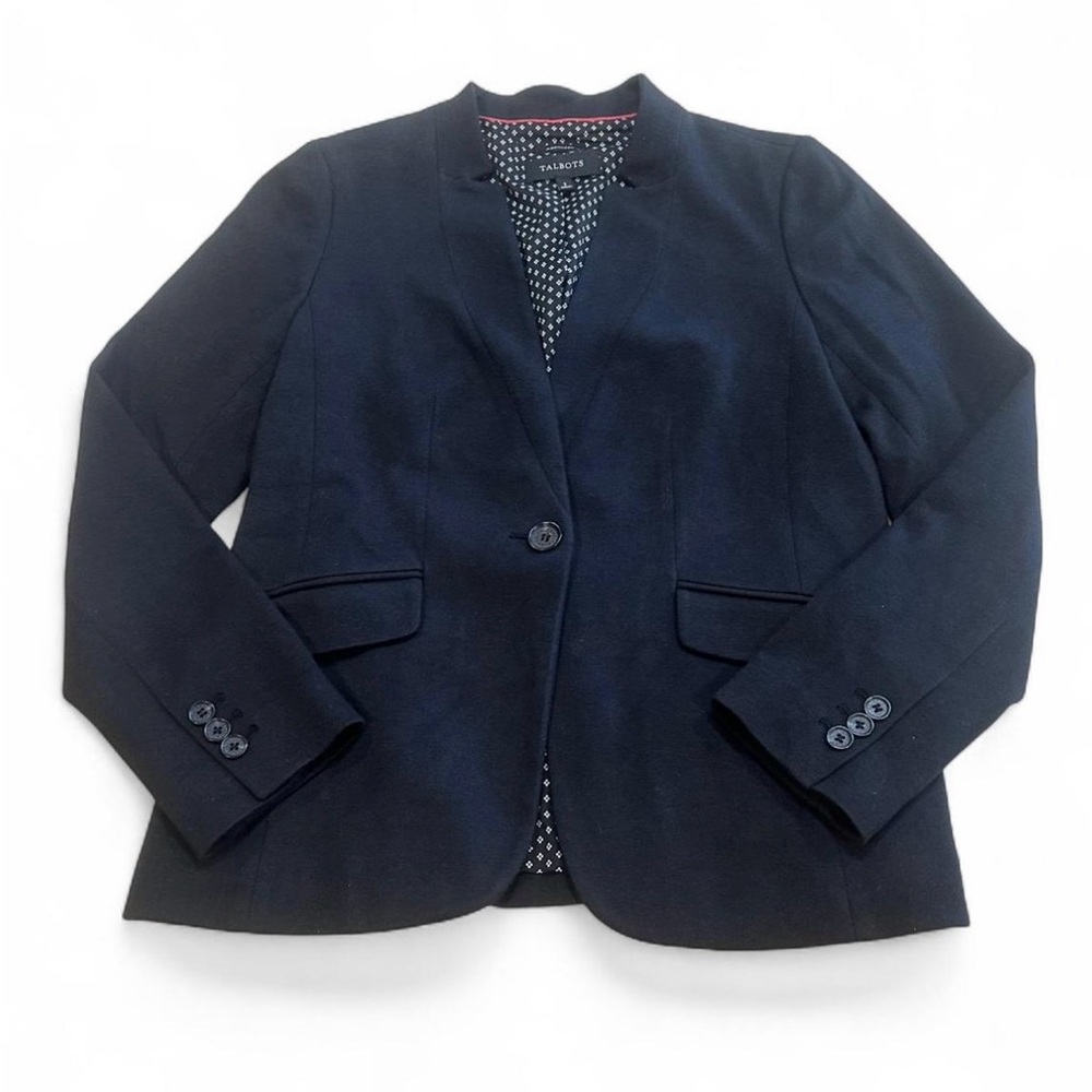Talbots Aberdeen navy Blue blazer jacket  One Button Size 2 Preppy Business Boss